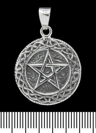 Кулон медальйон пентаграма в плетеному колі (срібло, 925 проба) (sp-134)1 фото