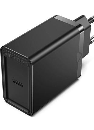 Зарядний пристрій vention 1-port usb-c wall charger(20w) eu-plug black (fadb0-eu)