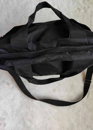 Черная нейлоновая большая сумка шоппер вместительная мягкая сумка с карманами спереди спортивная7 фото