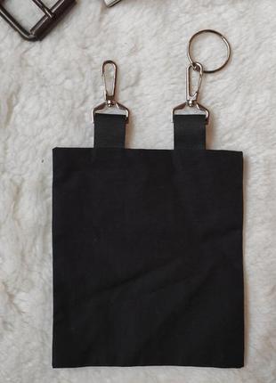Черная маленькая сумка на пояс карман на пояс ремень на карабинах6 фото