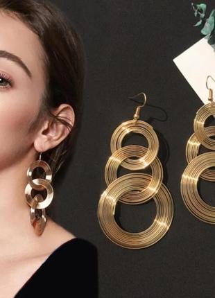 Длинные, круглые спиральные серьги подвески