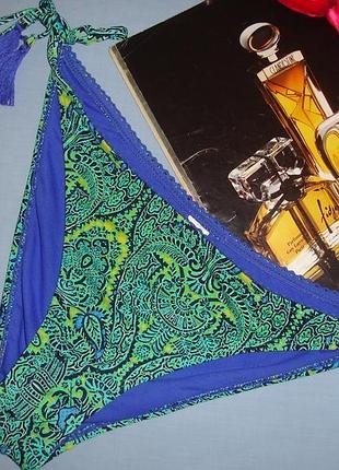 Низ від роздільного купальника жіночі плавки розмір 48 / 14 на зав'язках сині зелені