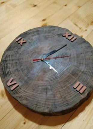 Годинники настінні. годинники дерев'яні. годинник з спилювання дерева1 фото