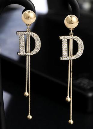 Дивовижні,срібні сережки в стилі dior з камінням 💎