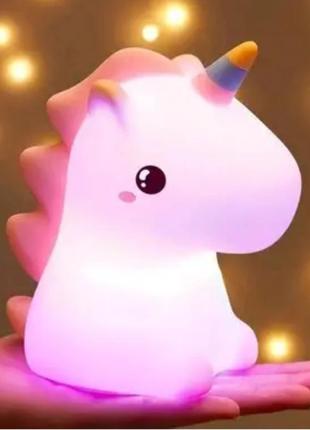 Детский cиликоновый ночник светильник лампа единорог rgb losso unicorn original