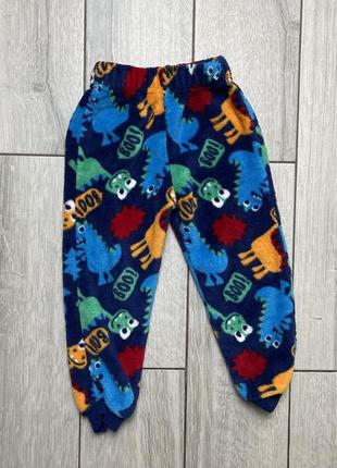 Теплые флисовые пижамные брюки с динозаврами на мальчика