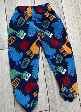 Теплые флисовые пижамные брюки с динозаврами на мальчика6 фото