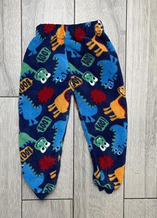 Теплые флисовые пижамные брюки с динозаврами на мальчика5 фото