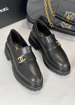 Лоферы туфли кожаные chanel