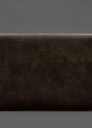 Чохол-конверт із клапаном шкіра фетр для macbook 16 темно-коричневий crazy horse3 фото
