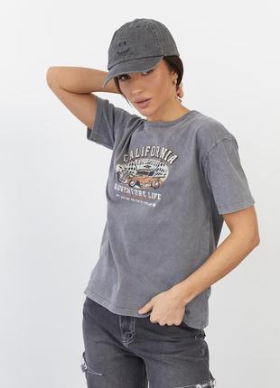 Жіноча футболка з написом california і принтом ретро машини.3 фото