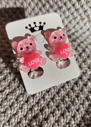 Дитячі кліпси для вух сережки гарні для дівчинки ведмедики дівчат прикраси біжутерія...