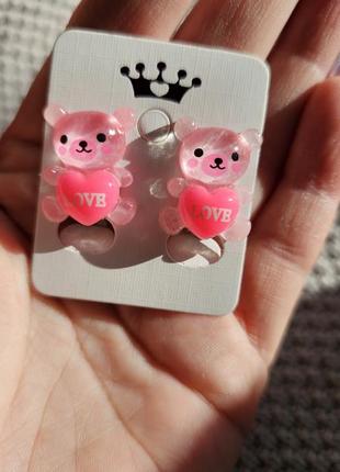 Дитячі кліпси для вух сережки гарні для дівчинки ведмедики дівчат прикраси біжутерія...