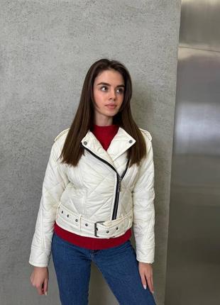 Косуха куртка стьогана на силіконі із плащівки, курточка на молнії демі весна-осінь