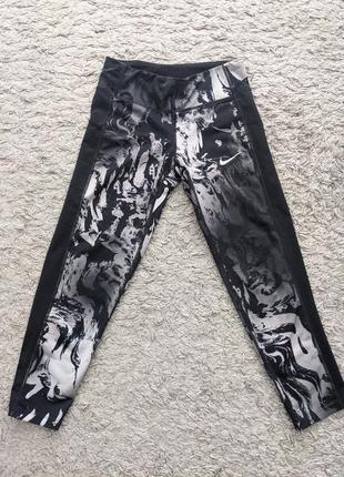 Легінси з класним. принтом nike dry fit, size s, півпояс 33-43, довжина 78