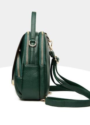 Женский мини рюкзак сумка кенгуру 2 в 1, маленький рюкзачок сумочка зеленый
