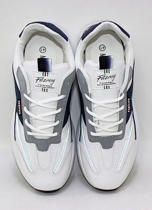 Молодіжні біло-сині брендові кросівки на шнурках6 фото