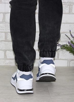 Молодіжні біло-сині брендові кросівки на шнурках9 фото