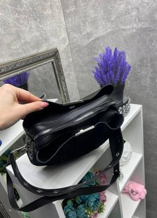 Женская сумка черная замшевая натуральная замша эко кожа длинная и короткая ручки6 фото