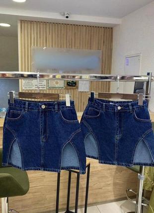 Стильные джинсовые мини юбочки с разрезами, невероятно эффектная модель2 фото