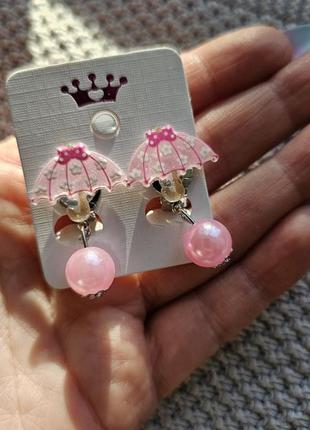 Дитячі кліпси для вух сережки гарні для дівчинки парасольки вісюльки дівчат прикраси біжут...