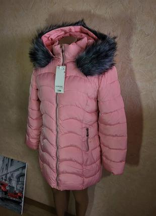 Женский пуховик пудровый, удлененая куртка женская розовая, пальто, парка1 фото