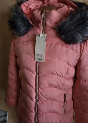 Женский пуховик пудровый, удлененая куртка женская розовая, пальто, парка10 фото