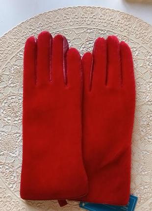 Нові шкіряні перчатки вишнёвого кольору 7,5-8р2 фото