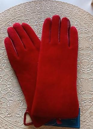 Нові шкіряні перчатки вишнёвого кольору 7,5-8р1 фото