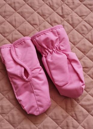 Рукавички lc waikiki рожеві дівчинці на флісі непромокаючі на 2-4 р.  зимові теплі рукавичі варешки1 фото