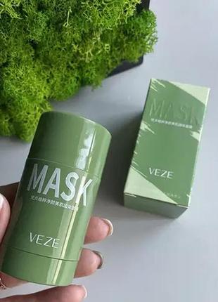 Очищающая твердая маска для лица против угрей зеленый чай veze, 40 грамм