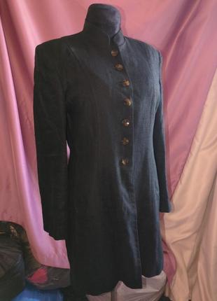 Чорний лляний френч