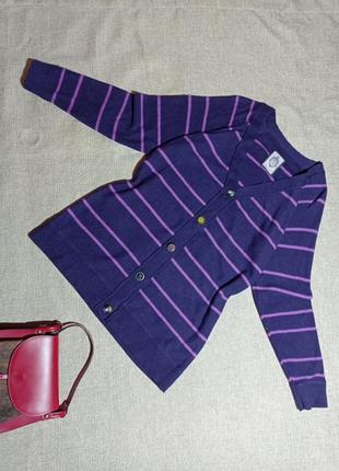 Кардиган фиолетового цвета в полоску, шерсть и альпака1 фото