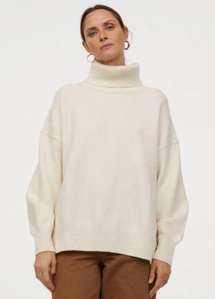 Свитер свободного силуэта оверсайз h&m из мягкой пряжи с добавлением шерсти размер l шерстяной шерсть