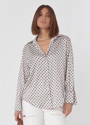 Жіноча шовкова блузка в горошок