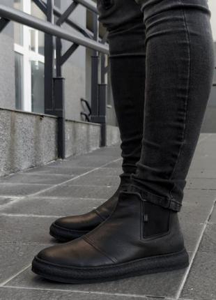 Мужские стильные зимние ботинки челси натуральная кожа2 фото