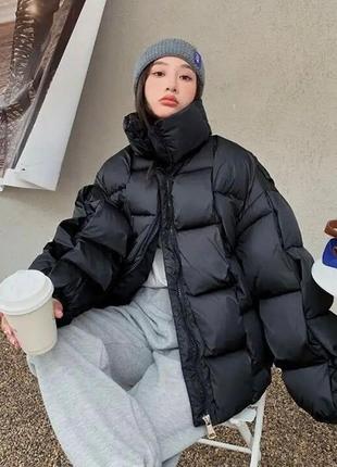 Зимняя дутая куртка пуффер дутик плетёнка lady yep.