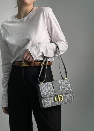 Брендова жіноча сумка christian dior  текстиль шкіра в сірому кольорі  повна комплектація діор