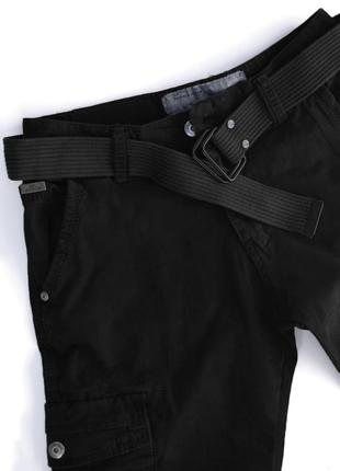Мужские брюки карго прямые с ремнем черные3 фото