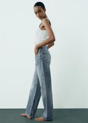 Джинсы zara, джинси-гьорлфренд trf mid-rise zara, wide leg zara3 фото