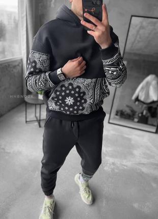 Спортивный костюм утепленный оверсайз серый