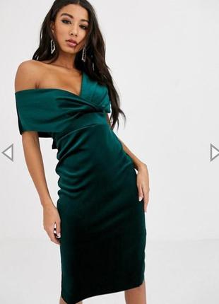 Бархатное вечернее платье asos со спущенными плечами2 фото