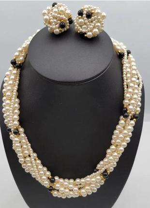 Винтажное ожерелье из жемчужин и серьги из жемчужин, набор old money style
