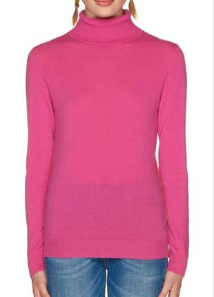 Гольф benetton шерстяной с шерстью водолазка свитер свитер джемпер шерстяной тёплый теплый фуксия