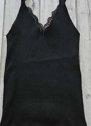 Майка в рубчик с ажурным краем zara asos