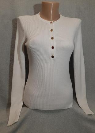 Базовий жіночий трендовий лонгслів/реглан кофта zara knit молочний колір розмір s