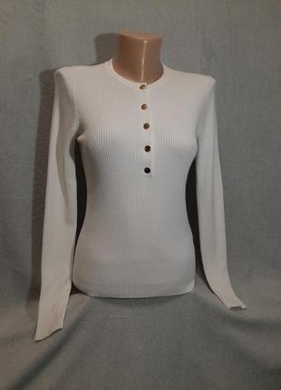Базовый женский трендовый лонгслив/реглан кофта zara knit молочный цвет размер s7 фото