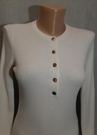 Базовый женский трендовый лонгслив/реглан кофта zara knit молочный цвет размер s8 фото