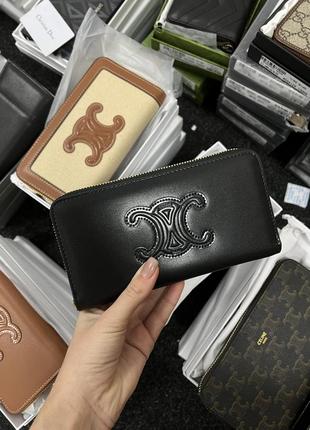 Кошелек celine large zipped wallet cuir triomphe женский на подарок 14 февраля / 8 марта9 фото