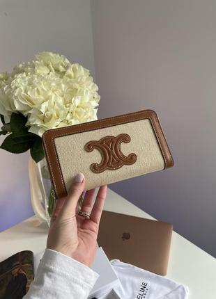 Гаманець celine zipped wallet cuir triomphe in textile жіночий на подарунок 14 лютого / 8 березня7 фото